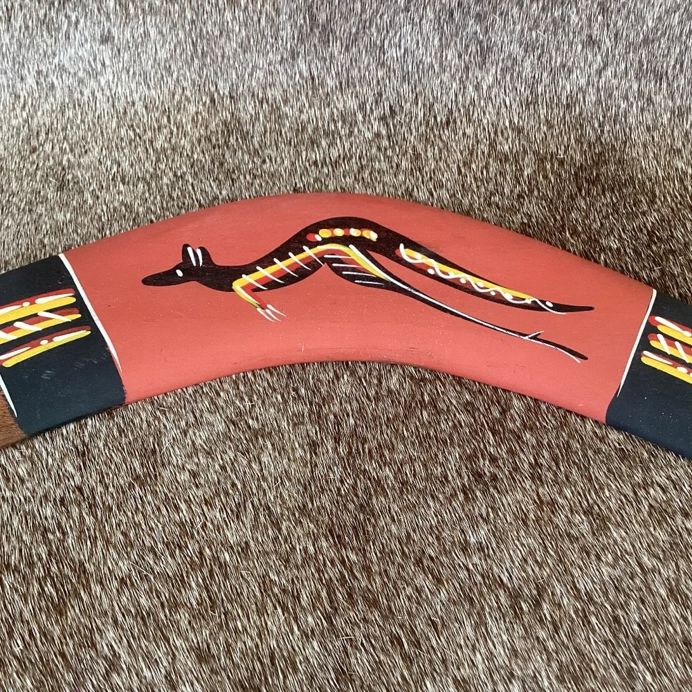 Hand Painted Returning Boomerang Crafted From Australian Brigalow Timber
